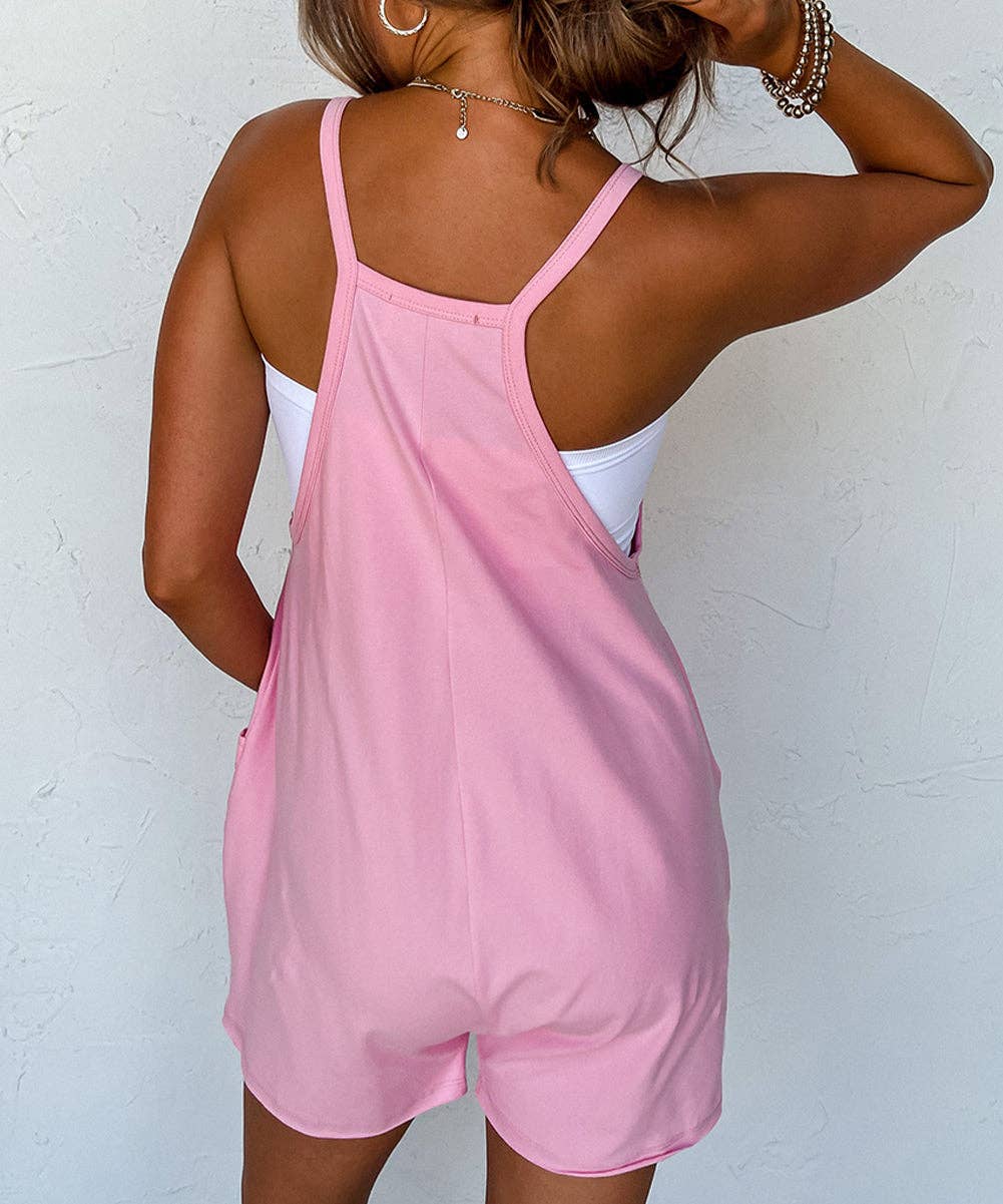 Pink V-Neck Jersey Romper